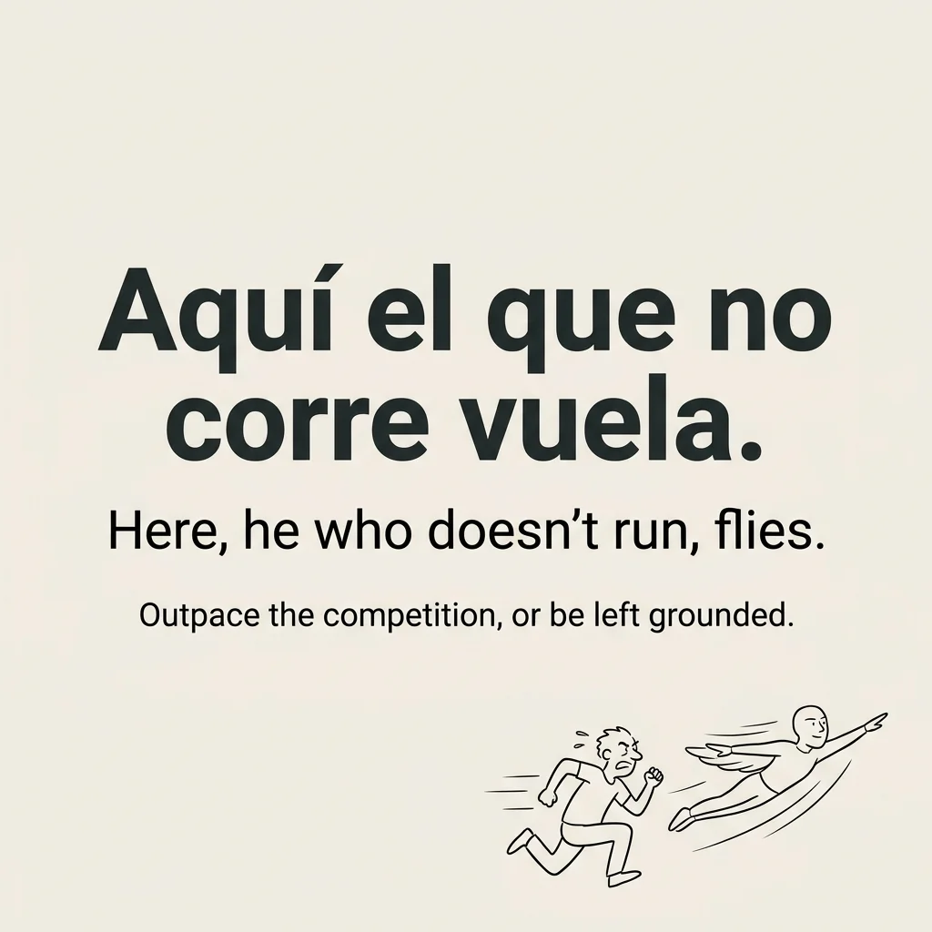 /cognitive-memetics/sayings/2026-05-18-saying-19/aqui-el-que-no-corre-vuela.webp