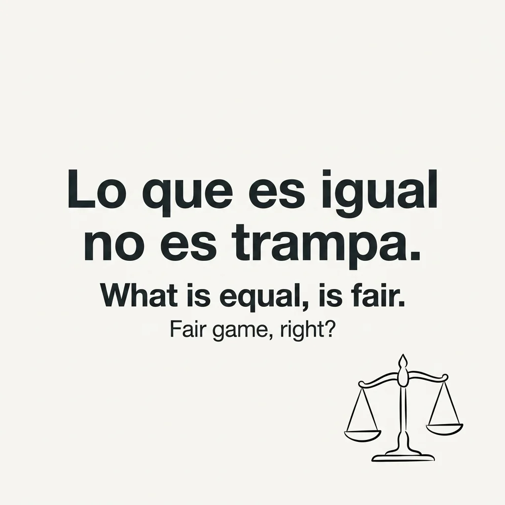 Lo que es igual no es trampa. /cognitive-memetics/sayings/2026-06-15-saying-23/lo-que-es-igual-no-es-trampa.webp