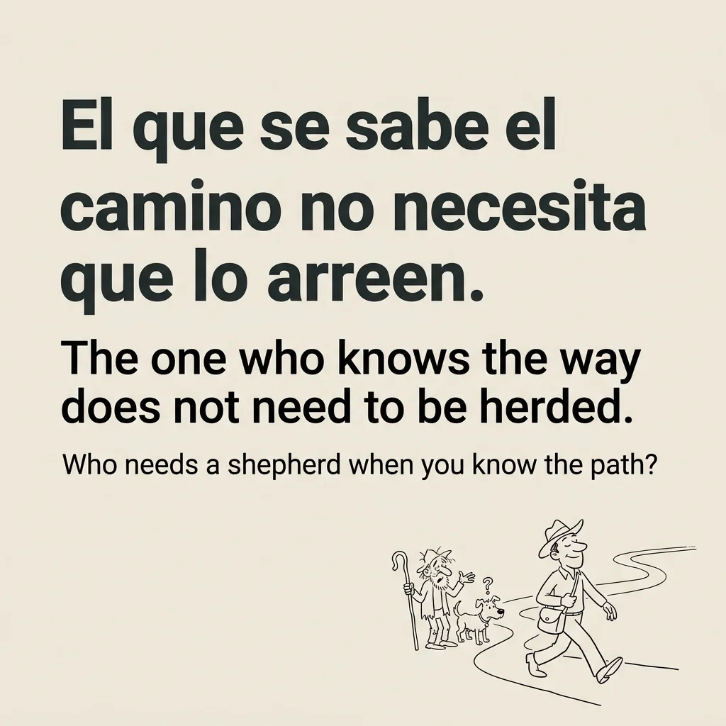 /cognitive-memetics/sayings/2026-07-06-saying-26/el-que-se-sabe-el-camino-no-necesita-que-lo-arreen.webp
