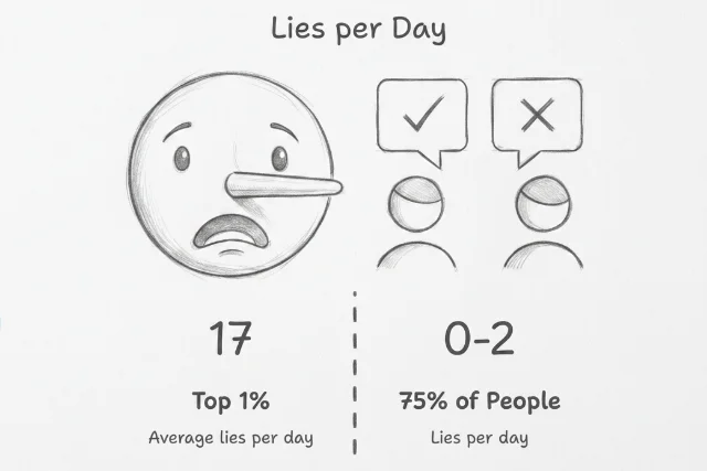 Mentiras al día: el 1% superior promedia unas 17 al día mientras el 75% cuenta de cero a dos